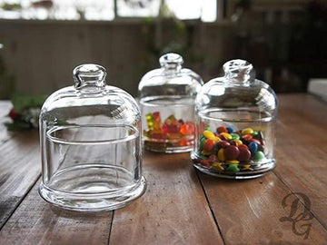 حامل كيك وحلويات زجاجي صغير بغطاء شفاف 230 مل