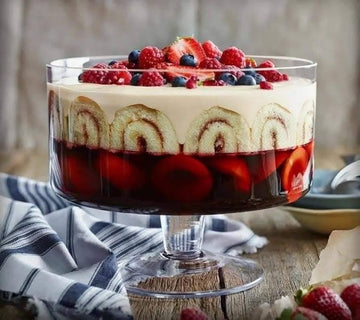 طبق تقديم زجاجي شفاف بحامل