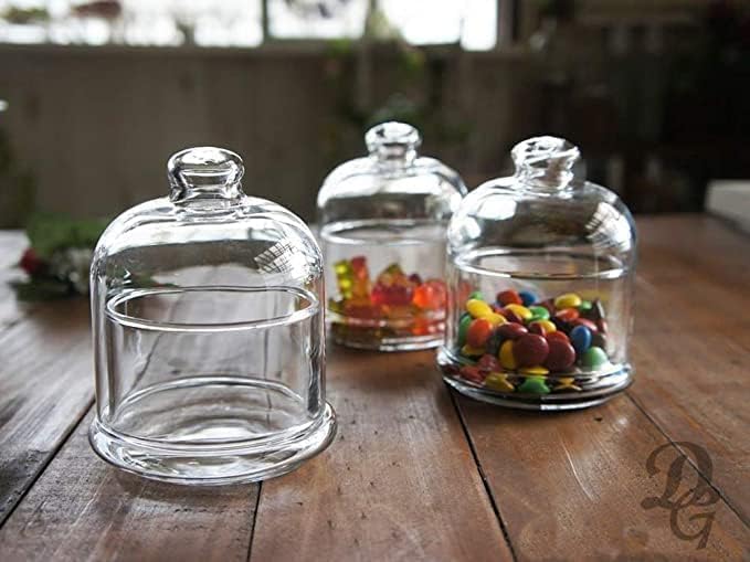 حامل كيك وحلويات زجاجي صغير بغطاء شفاف 230 مل